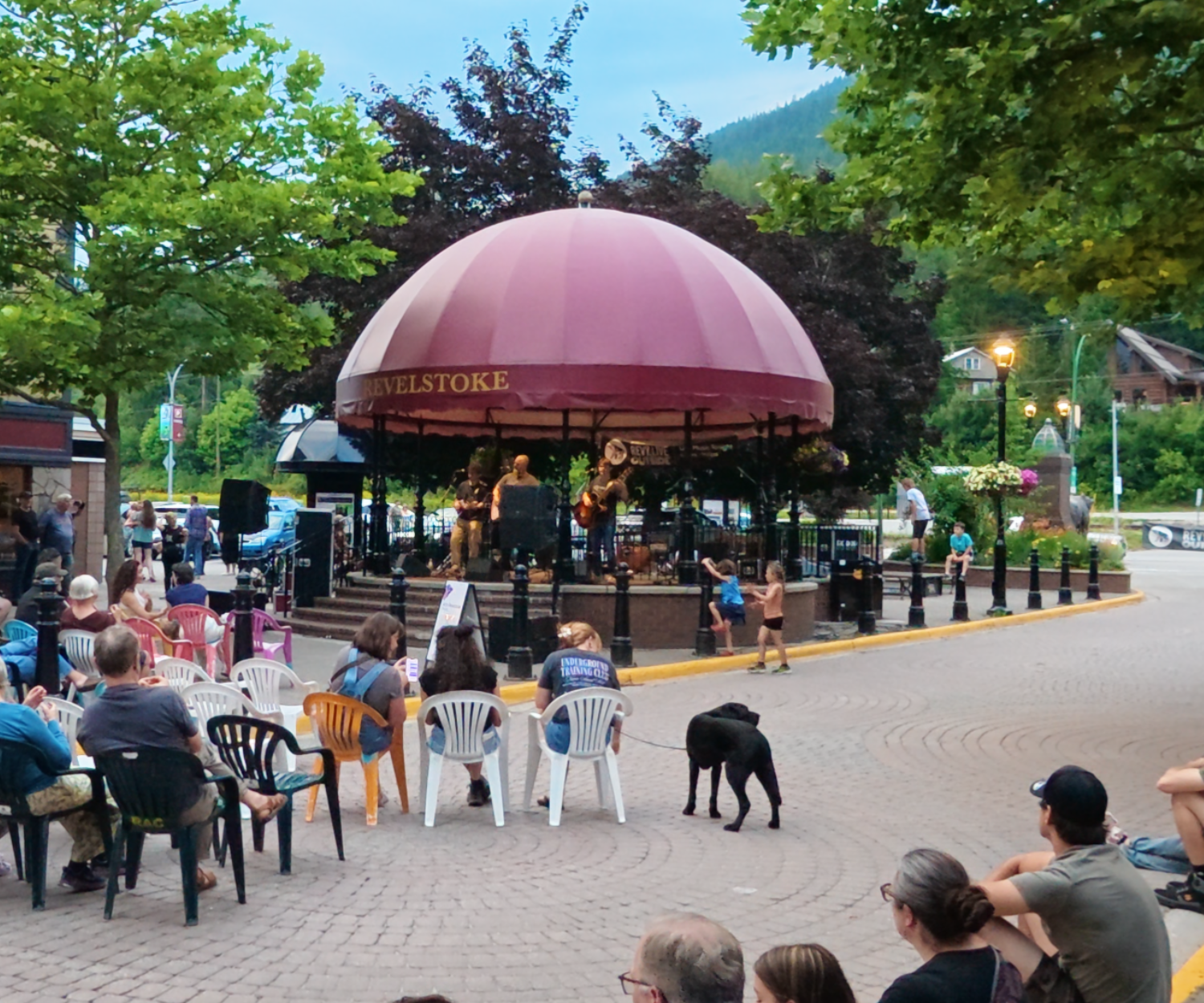 Community gathering and live music in Revelstoke